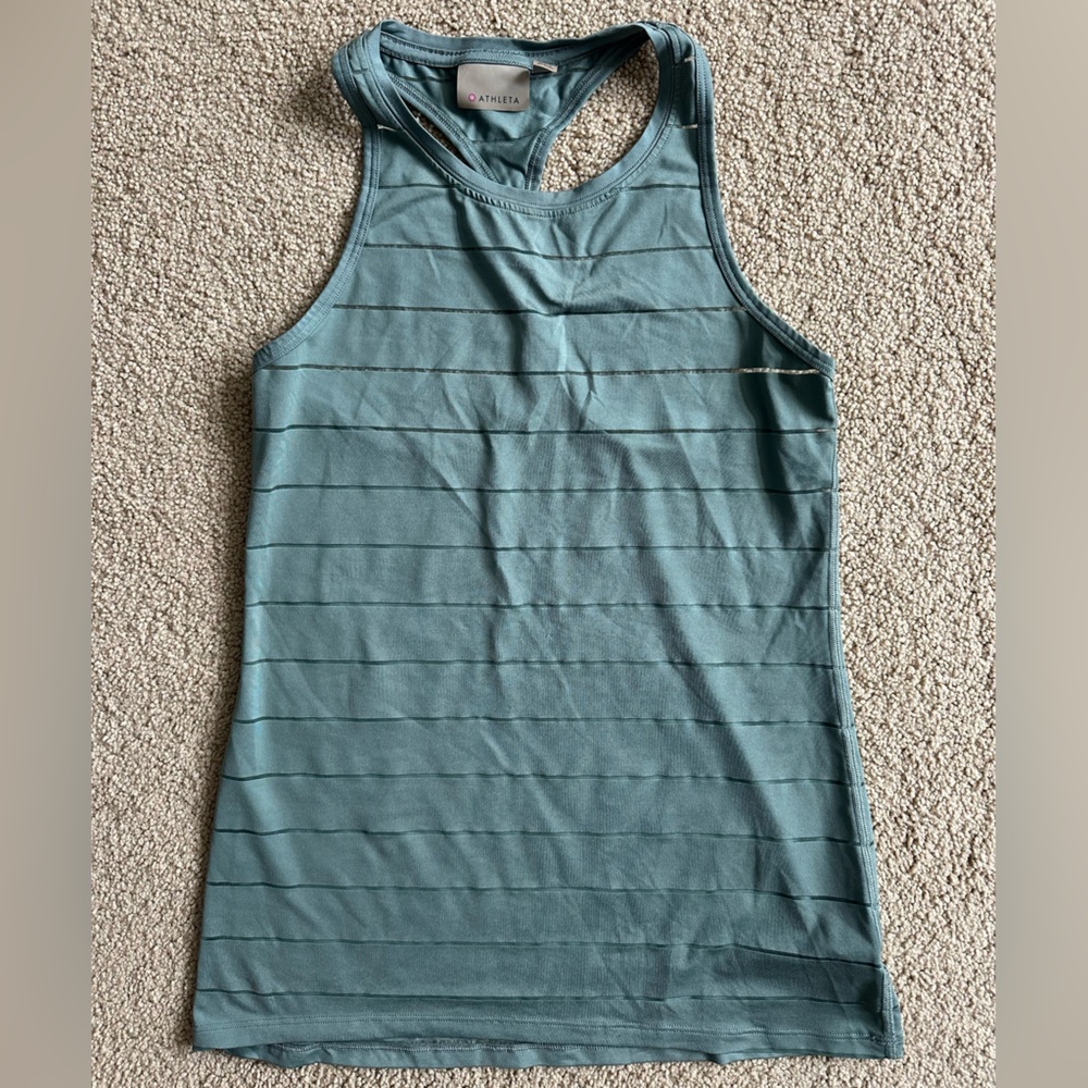 Athleta Sage Green Striped Top
